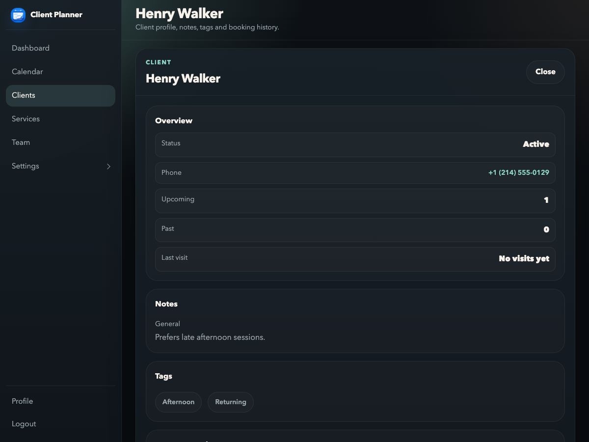 Shared Client Start Client Planner